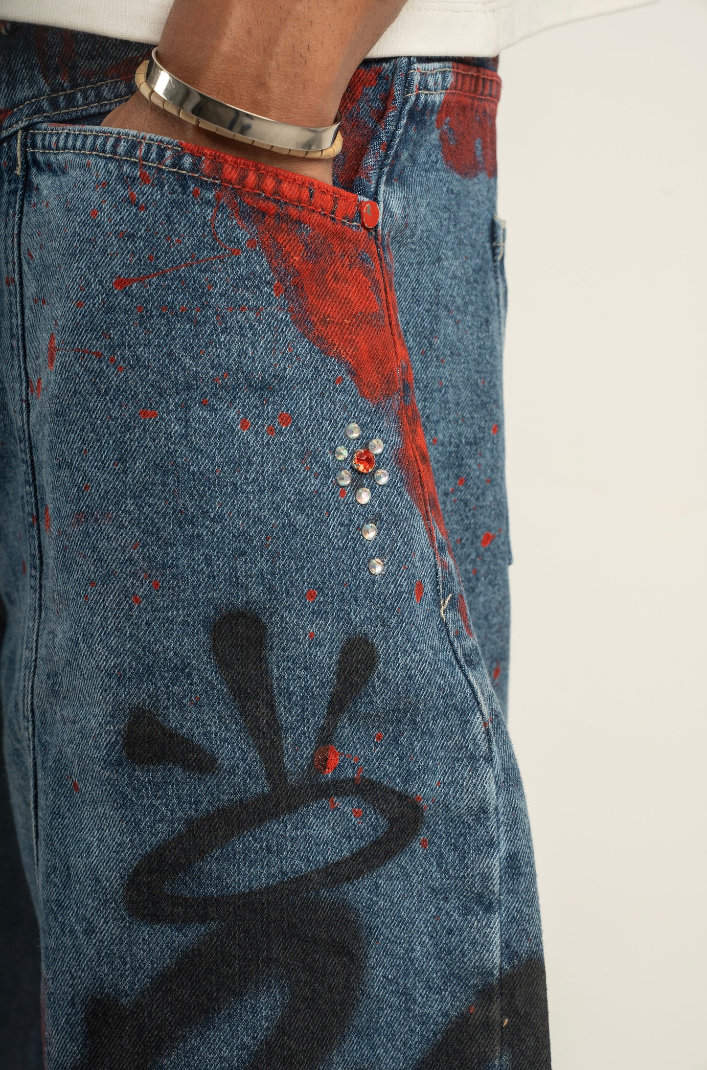 Richa ® Denim Jorts 002 X TOXIK - BLUE/RED