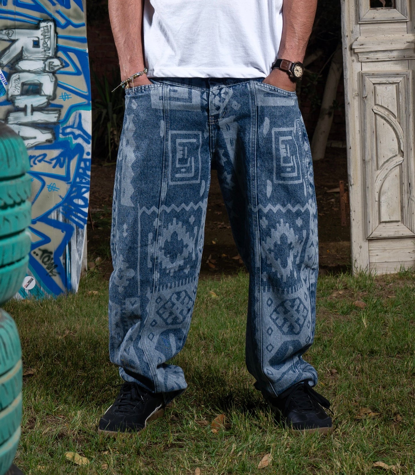 RIQSHA Pattern Denim Pants